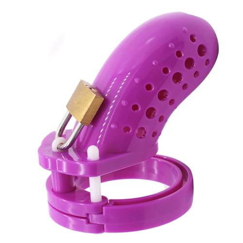 cage de chasteté plastique long 10 cm violet
