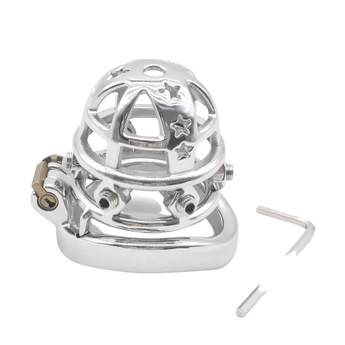 Cage de chasteté Métal à pointes  pour pénis de 6 à 6,5 cm