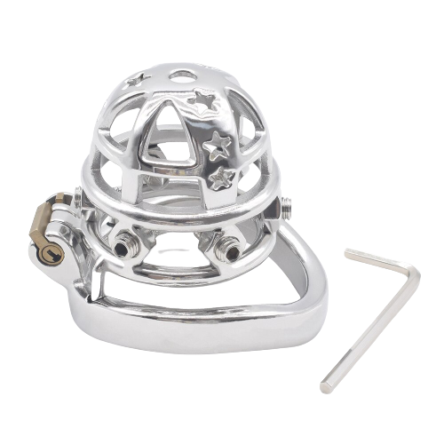 Cage de chasteté Métal à pointes  pour pénis de 6 à 6,5 cm
