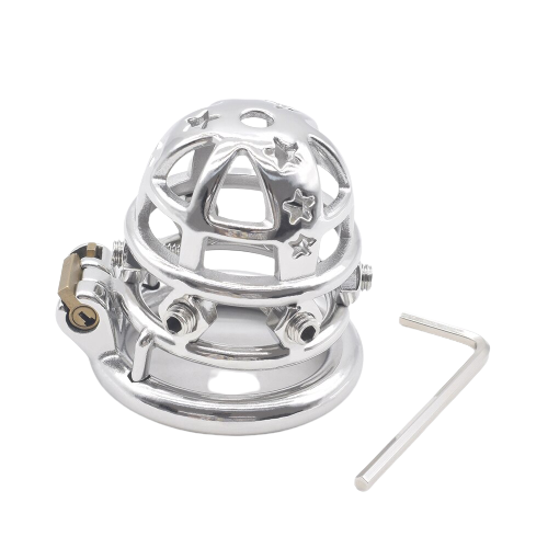 Cage de chasteté Métal à pointes  pour pénis de 6 à 6,5 cm