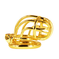 Cage de chasteté métal dorée incurvée  pour pénis de 9 à 9,5 cm