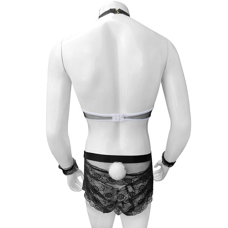 Set Lingerie Pour Sissy  Black and White
