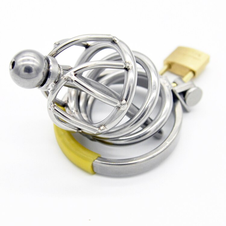 Cage de chasteté métal avec plug urétral  pour pénis de 4 à 8 cm
