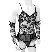 Set Lingerie Pour Sissy  Roses épineuses