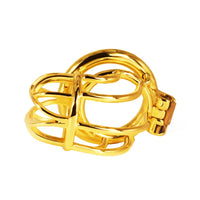 Cage de chasteté métal dorée incurvée  pour pénis de 9 à 9,5 cm