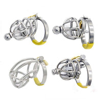 Cage de chasteté métal avec plug urétral  pour pénis de 4 à 8 cm