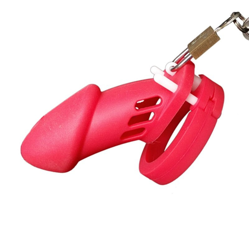 Cage de Chasteté Silicone  Rouge BDSM